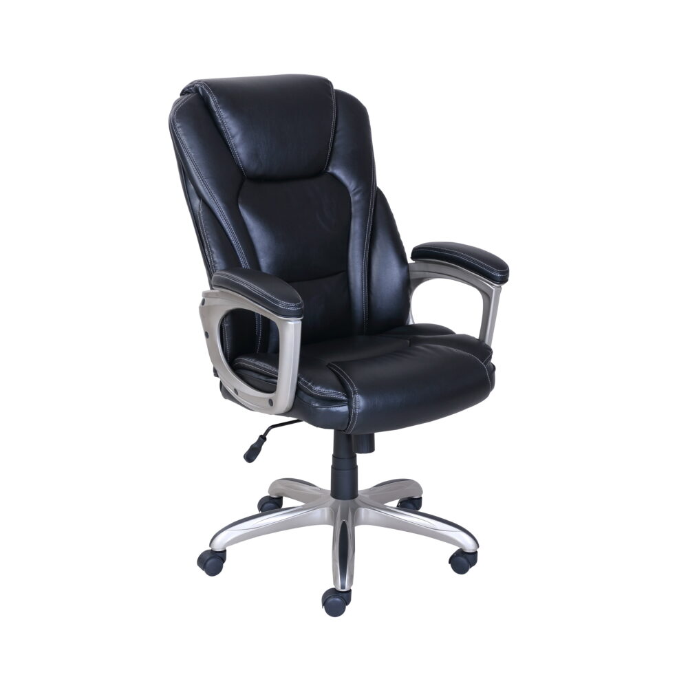 Serta Heavy-Duty Bonded Leather Commercial Office Chair with Memory Foam, 350 lb capacity, Black - Image 2
