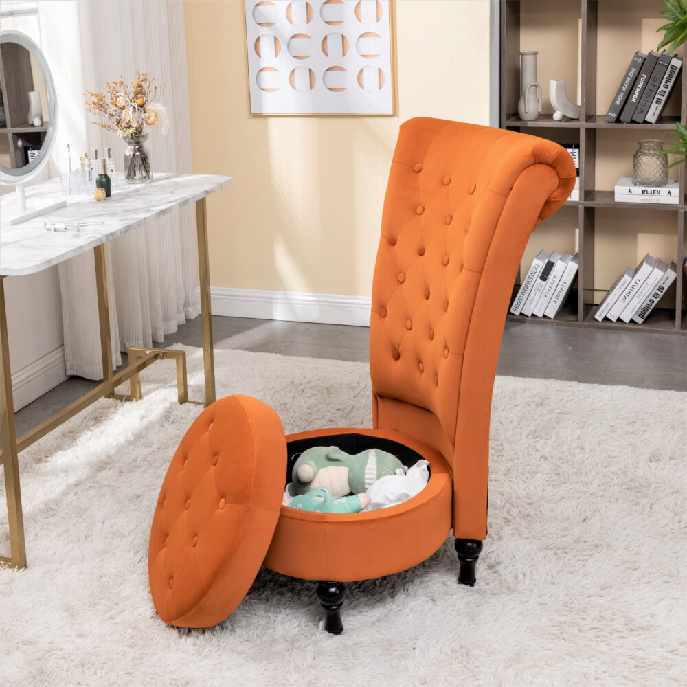 US Pride Furniture   20" Wide Velvet High Back Vanity Chair for Living Room, Red Orange - Image 5