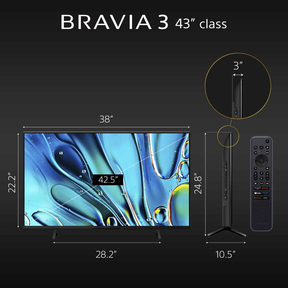 Sony 43” Class BRAVIA 3 LED 4K HDR Smart Google TV K-43S30, 2024 Model - Image 4
