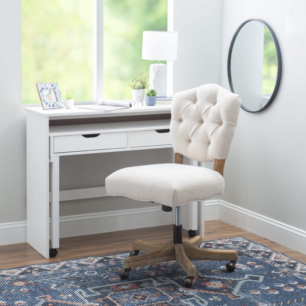 Linon Vinson Manager's Chair with Adjustable Height & Swivel, 275 lb. Capacity, Natural Fabric - Image 2