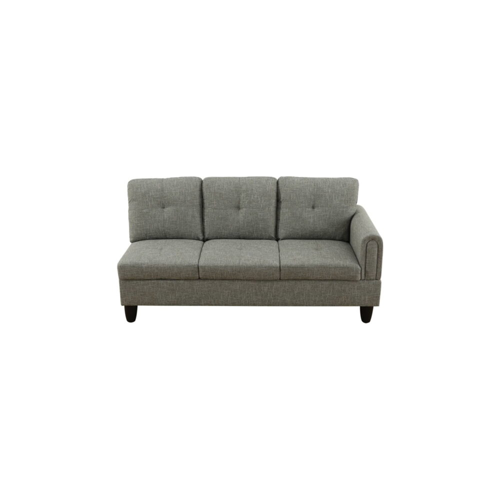 Hommoo Modern Flannel Living Room Furniture Sets Sectional Couches and Sofas, L-Shaped Sectional Couch Sofa, Grey(No Ottoman) - Image 4