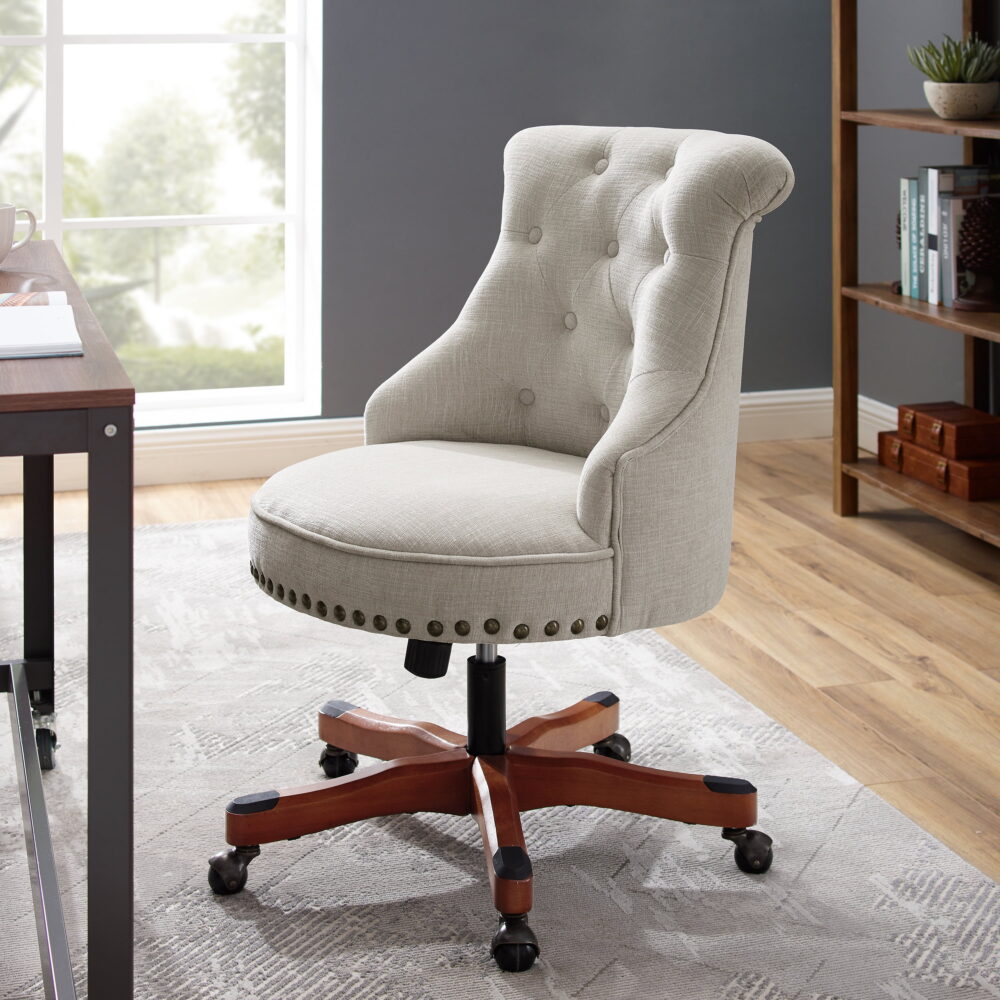Linon Sinclair Manager's Chair with Adjustable Height & Swivel, 275 lb. Capacity, Off-White - Image 6