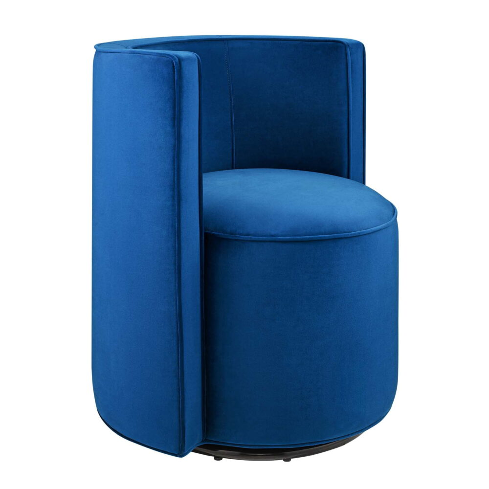 Modway Della Performance Velvet Fabric and Iron Swivel Chair in Navy - Image 5