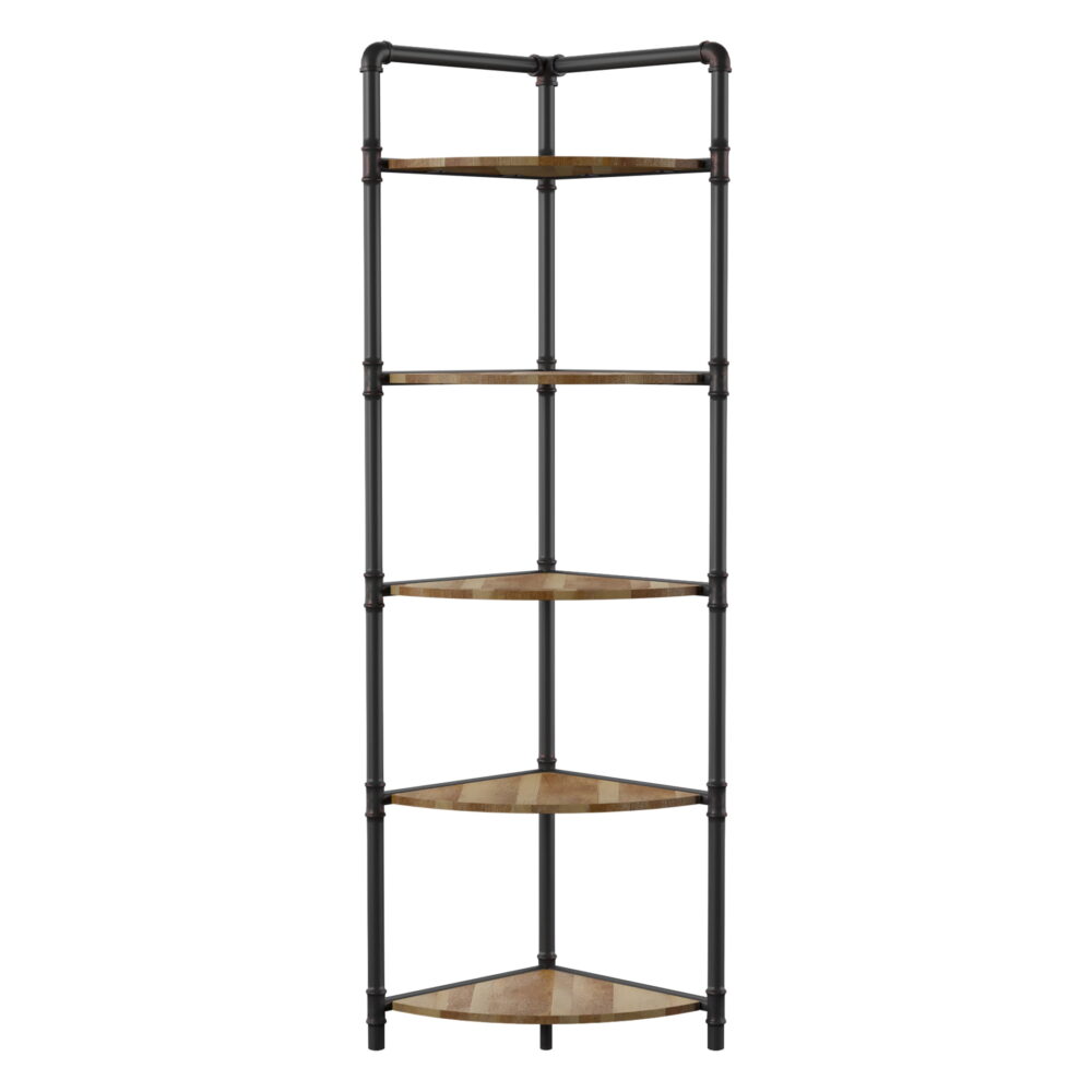 Furniture of America Talian 5-Tier Corner Bookcase, Sand Black - Image 4