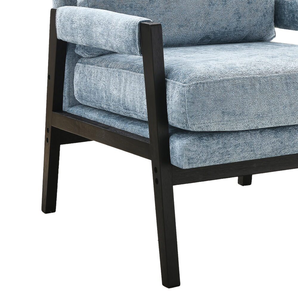 Roundhill Furniture Kelly Mid-Century Modern Chenille Upholstered Accent Armchair, Blue - Image 6