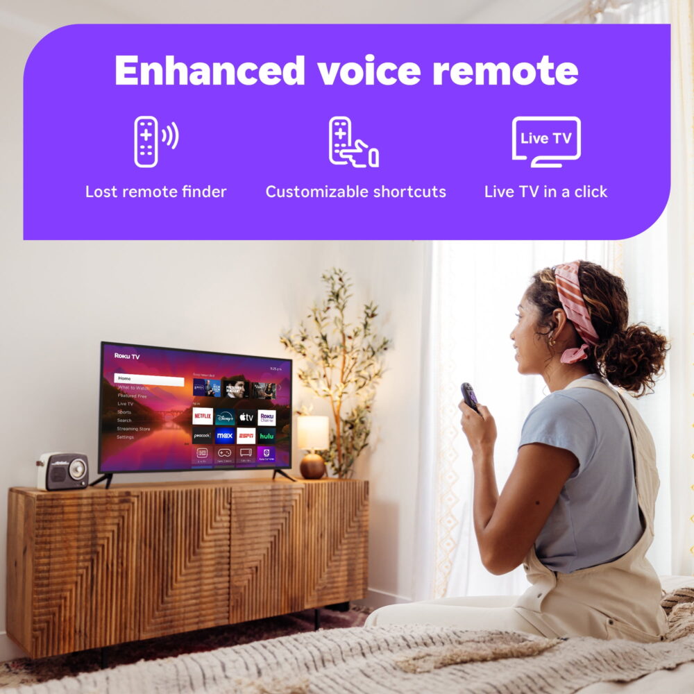 Roku Smart TV 2025 – 55-Inch Plus Series, 4K QLED Mini-LED TV – Roku TV with Enhanced Voice Remote - Image 5