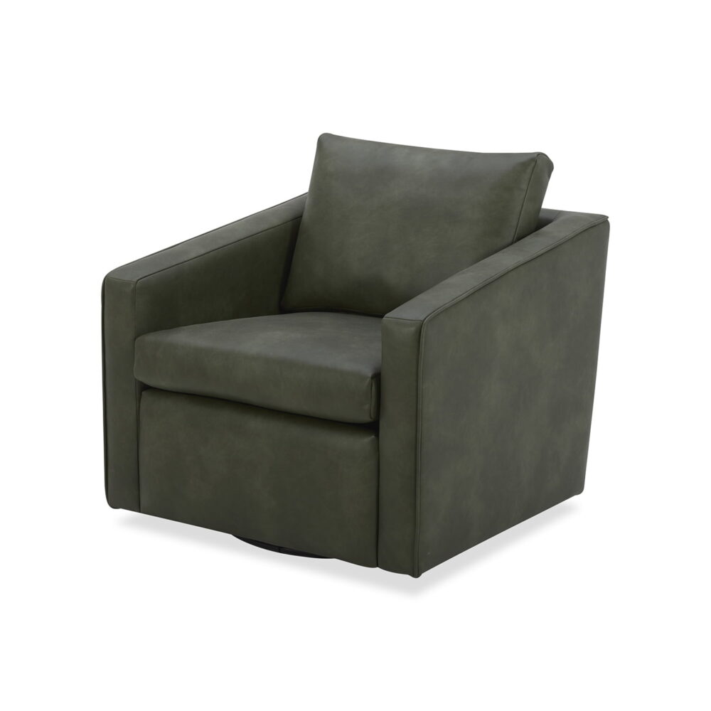 Better Homes & Gardens Steele Swivel Accent Chair, Olive Faux Leather - Image 4