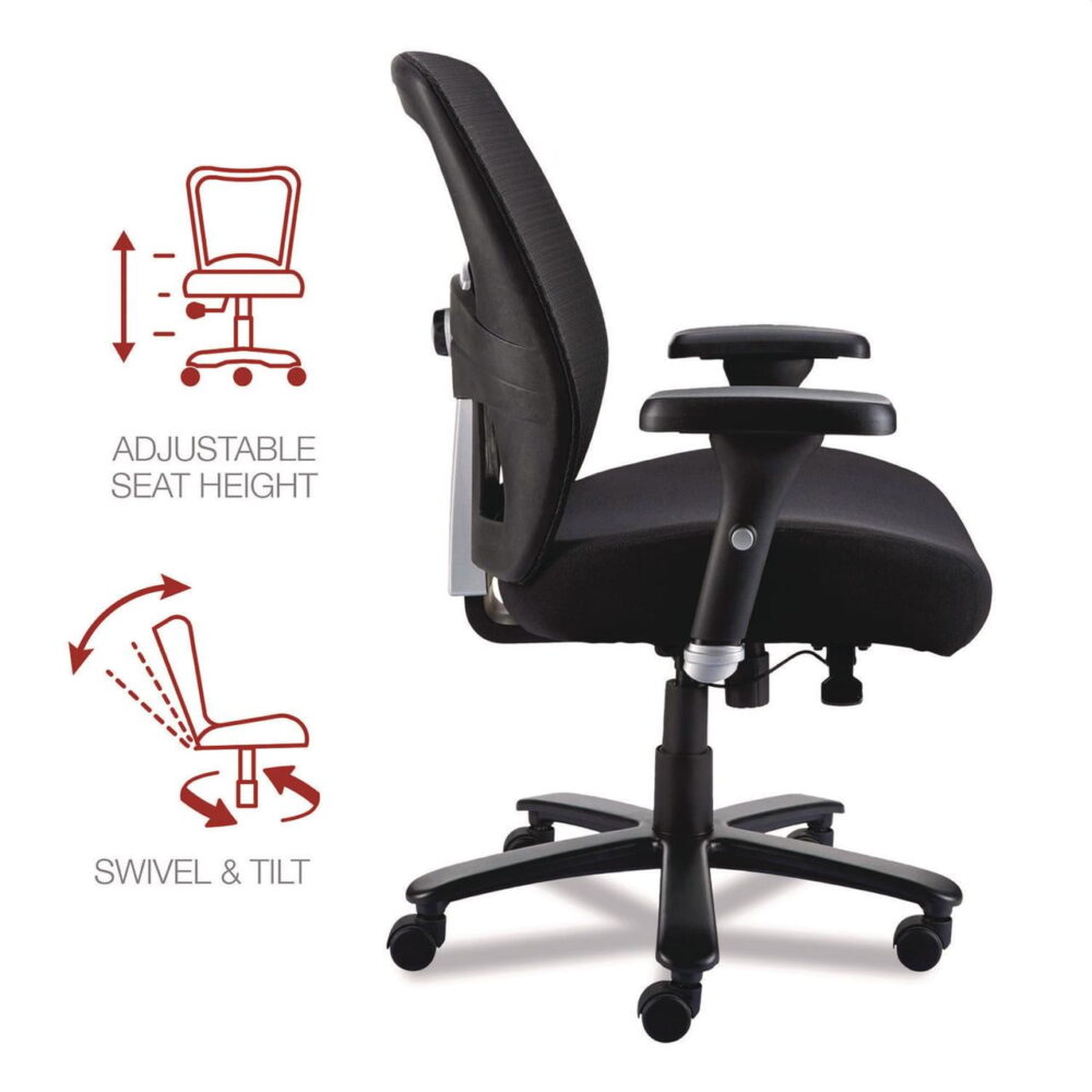 Alera Faseny Series Big and Tall Manager Chair, Supports Up to 400 lbs, 17.48" to 21.73" Seat Height, Black Seat/Back/Base - Image 5