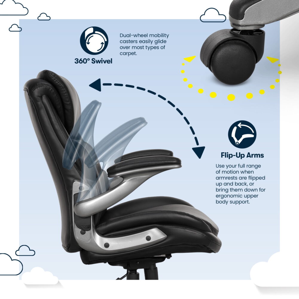 Serta Lumbar Support and Swivel Manager Desk Chair, Black - Image 7