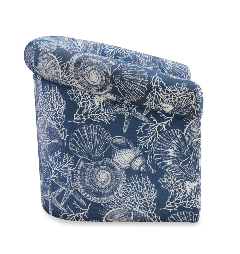 Grandee Club Chair with Swivel, Ocean Blue and White Coastal Pattern - Image 5