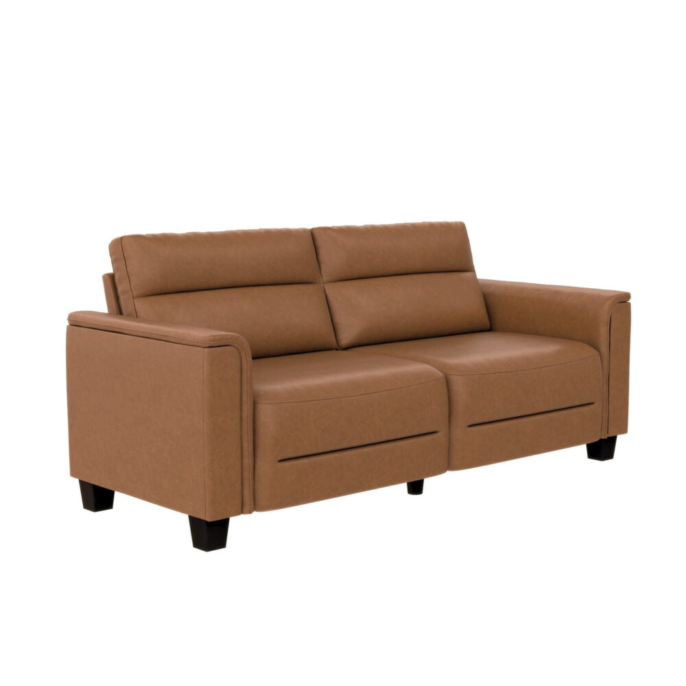 Mainstays Williamson 75.5" Sofa, Brown Faux Leather - Image 2
