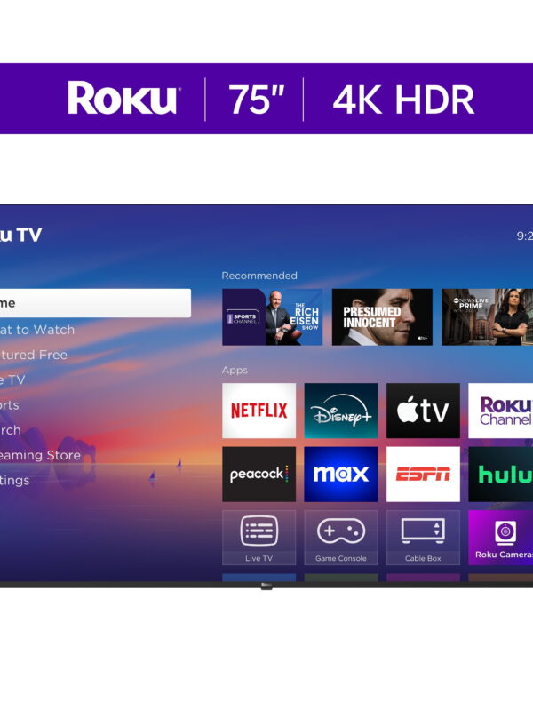Roku Smart TV 2025 – 75-Inch Select Series, 4K HDR TV – Roku TV with Enhanced Voice Remote
