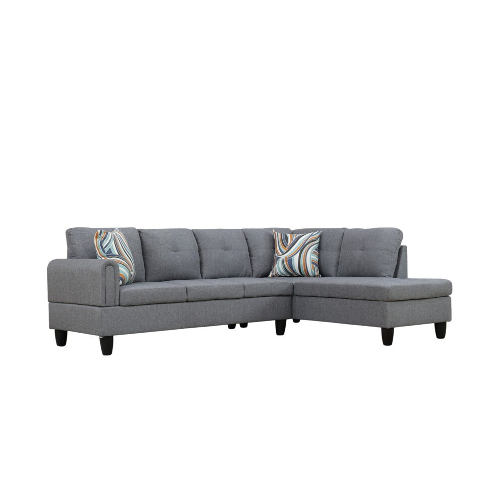 Hommoo Linen Living Room Furniture Sets, 4-Seat Couches and Sofa Set, L Shaped Couch Set Sectional Sofa Set for Home, Apartment, Dorm, Grey(No Ottoman) - Image 6