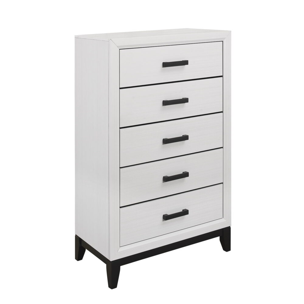 Global Furniture USA Kate White and Black 5-Drawer Bedroom Chest - Image 5
