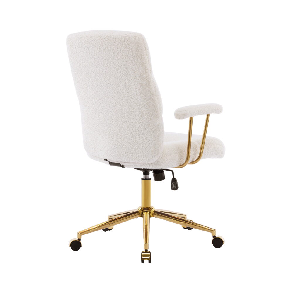 Techni Mobili Elegant Textured Boucle White and Gold Office Chair, RTA-3270C-WHT - Image 7
