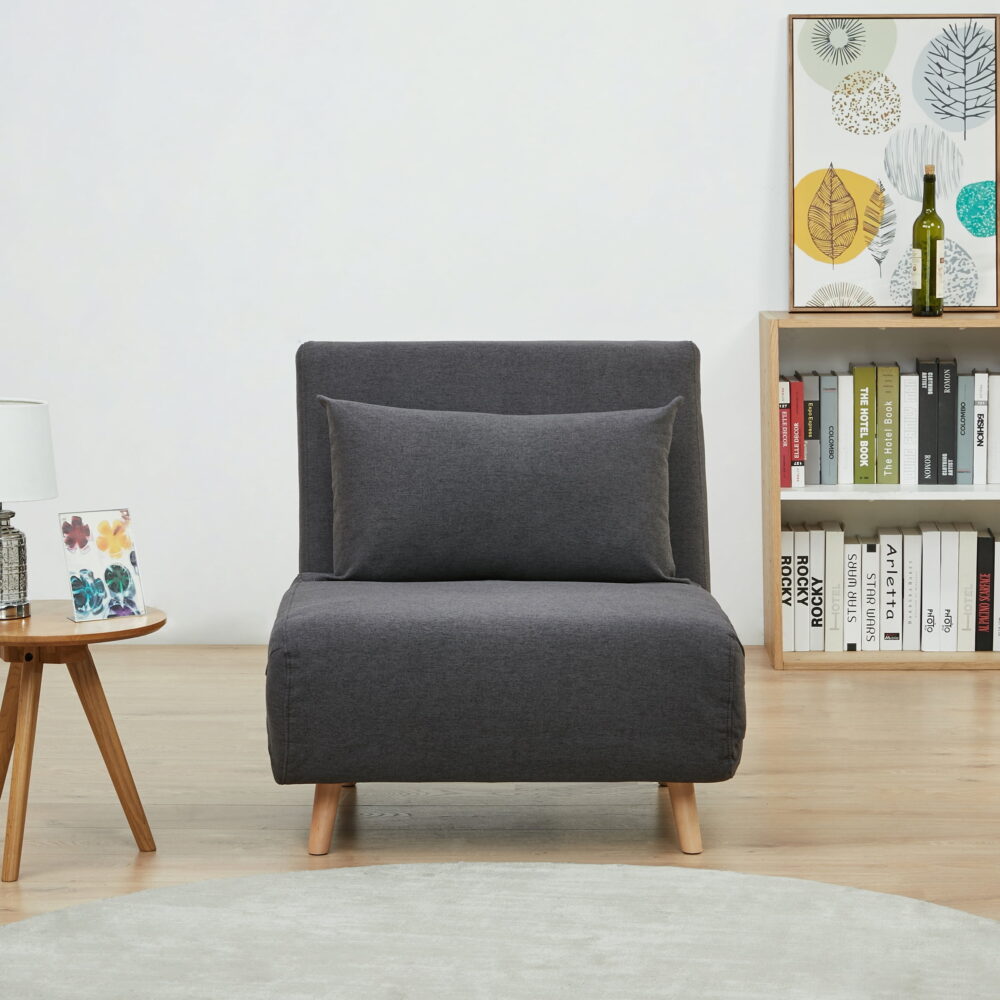 A&D Home Tustin Polyester Convertible Futon Chair, Charcoal - Image 2