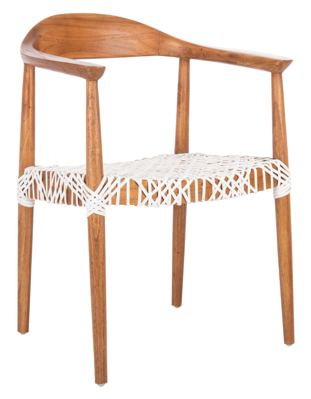 SAFAVIEH Juneau Modern Leather Woven Accent Chair, Natural/White - Image 3