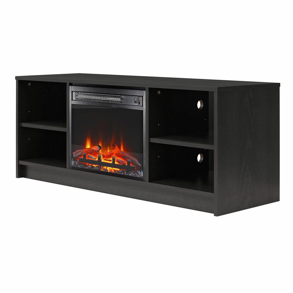 Mainstays Fireplace TV Stand, for TVs up to 55", Black Oak - Image 6