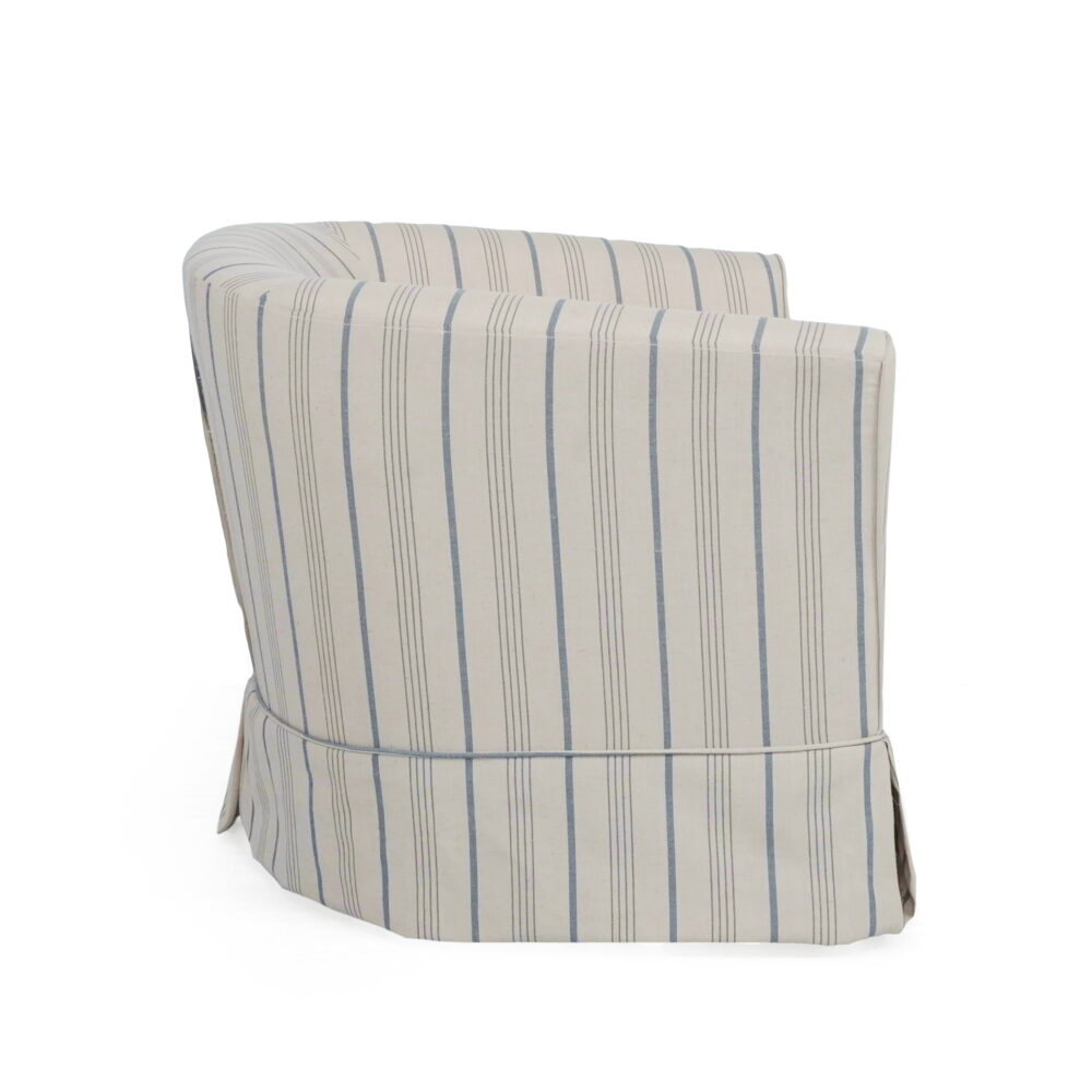 Noble House Glouster Modern Swivel Club Chair, White/Blue Stripe - Image 7