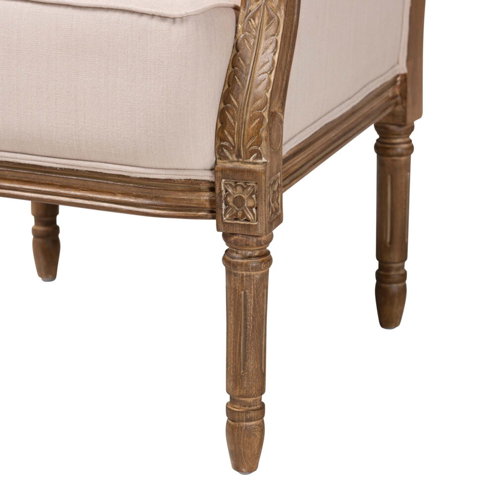 Baxton Studio Chavanon Accent Chair in Light Beige and Brown - Image 7