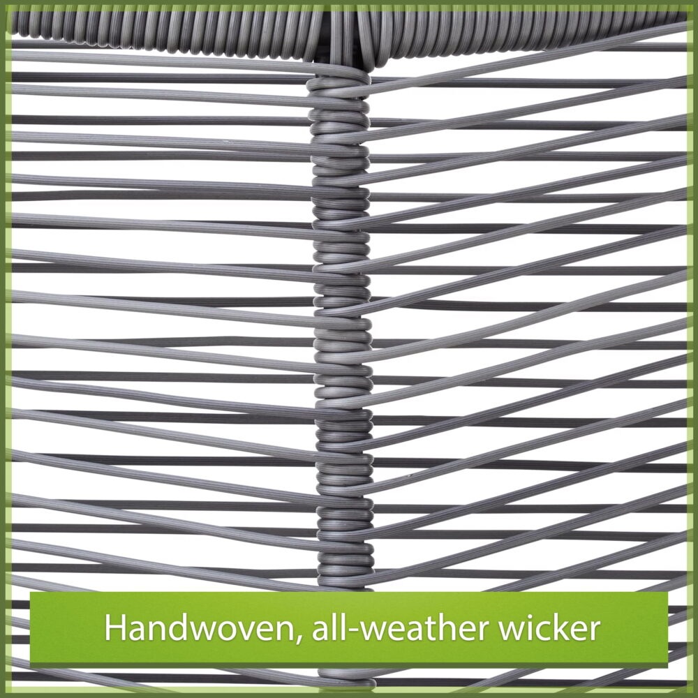 Mainstays Skyler Steel 3-Piece Wicker Rope Chat Set, Grey - Image 6