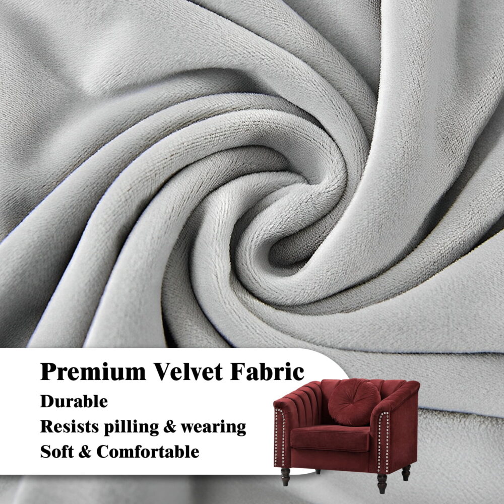 Aukfa 60" Loveseat Sofa Couch, Contemporary Sleep Sofa for Living Room Furniture Sets, Red - Image 3
