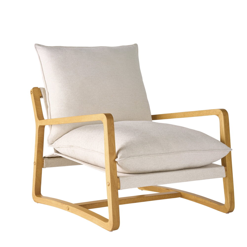 Better Homes & Gardens Wooden Ezra Sling Accent Chair, Cream Linen - Image 2