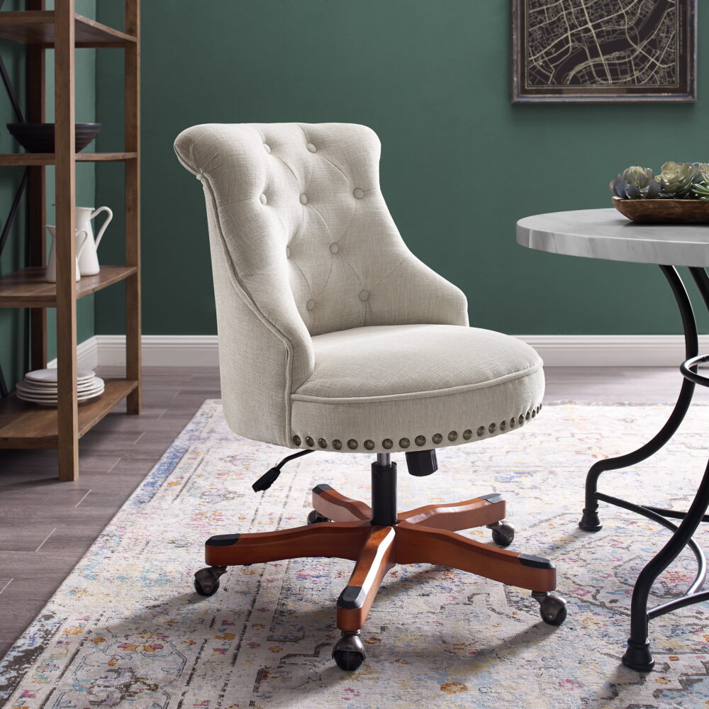 Linon Sinclair Manager's Chair with Adjustable Height & Swivel, 275 lb. Capacity, Off-White - Image 5