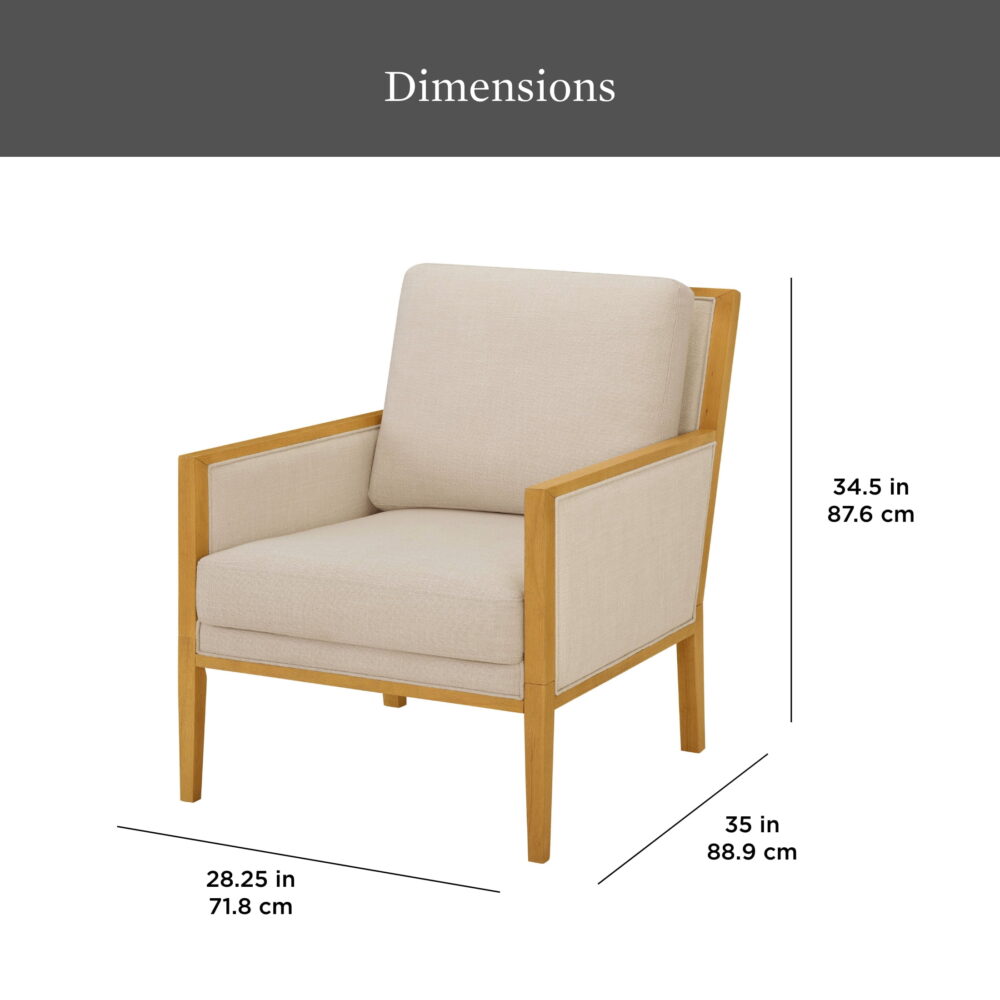 Better Homes & Gardens Windsor Linen Accent Chair, Light Honey Wood - Image 3