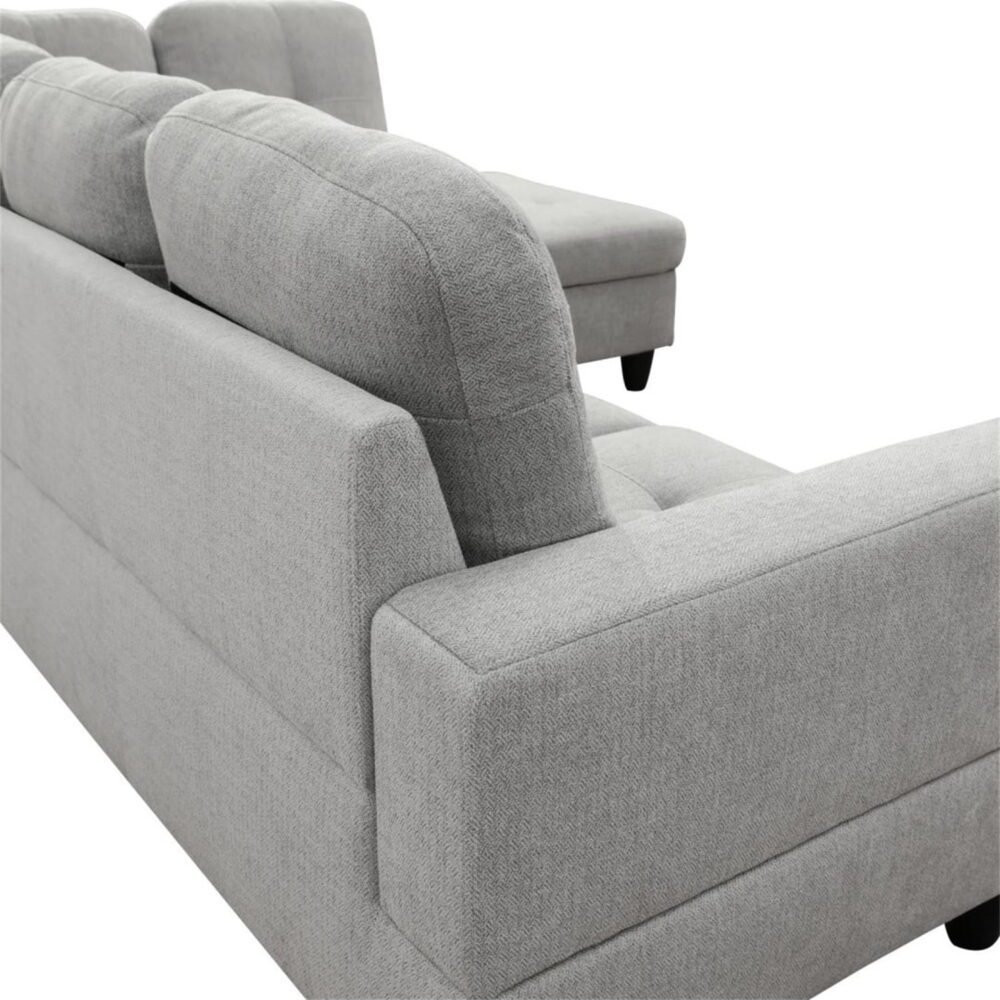 Hommoo Flannel Living Room Furniture Sets, Modern Couches and Sofa Set, Sectional Sofa for Living Room,off-White(No Ottoman) - Image 6