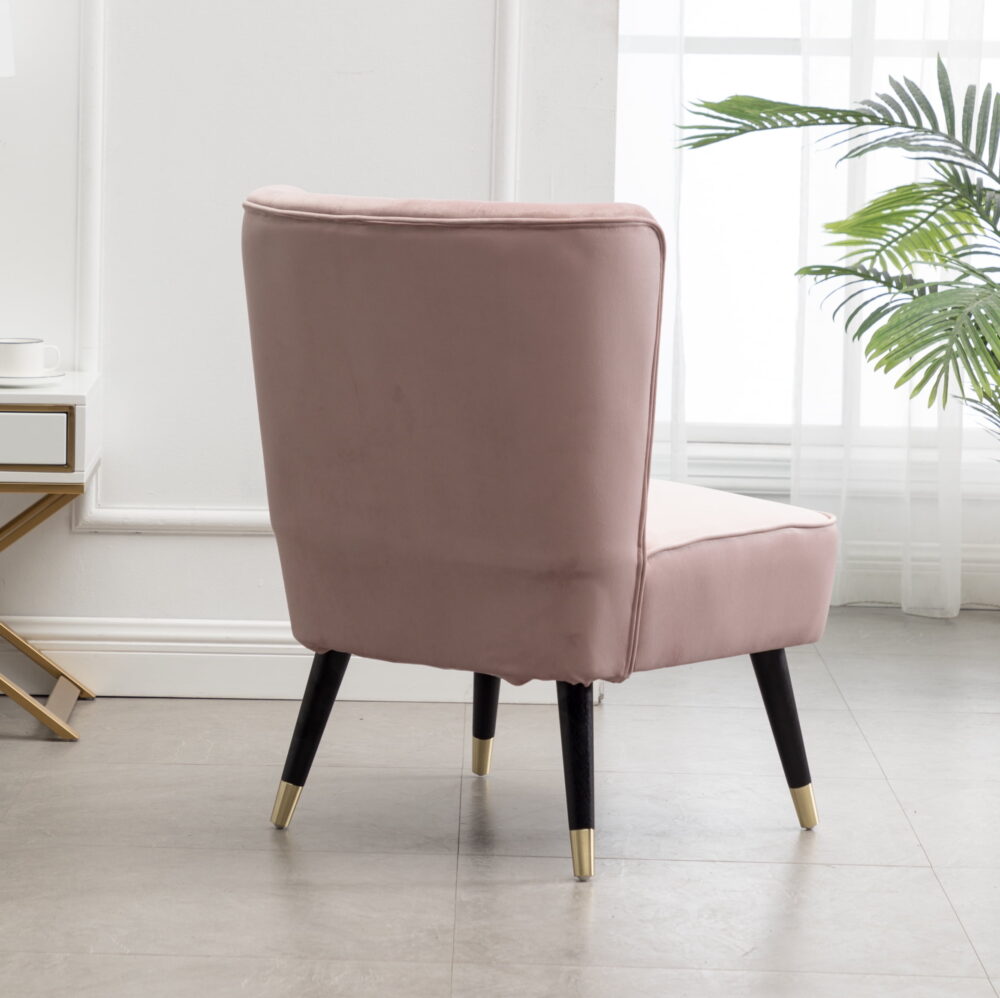 Roundhill Furniture Elon Contemporary Velvet Upholstered Accent Chair, Pink - Image 3