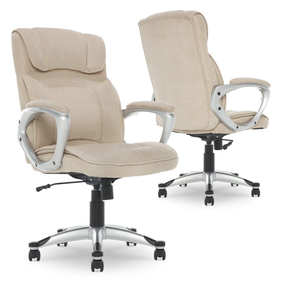 Serta Hannah Office Chair in Fawn Tan Linen Metallic Finish - Image 7