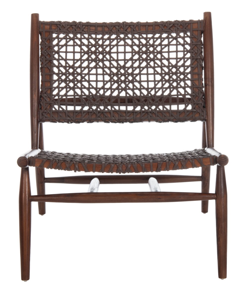 SAFAVIEH Bandelier Leather Weave Nautical Accent Club Chair, Brown - Image 6