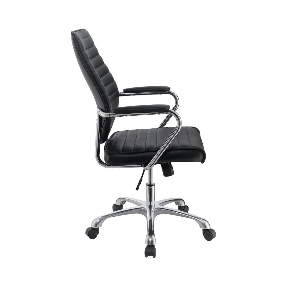 High Back Office Chair Black and Polished Aluminum - Image 5