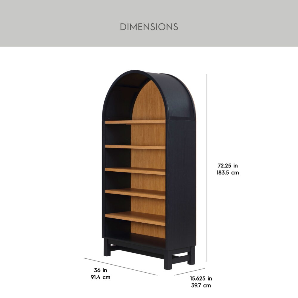 Better Homes & Gardens Juliet Open Arch Bookcase, Rich Black and Light Honey - Image 4