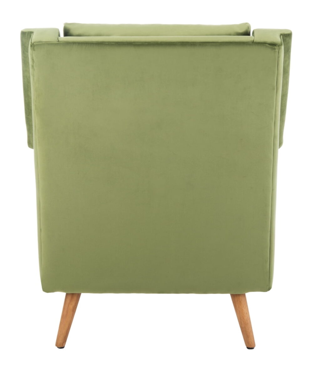 SAFAVIEH Astrid Mid-Century Modern Arm Chair, Olive Velvet - Image 5