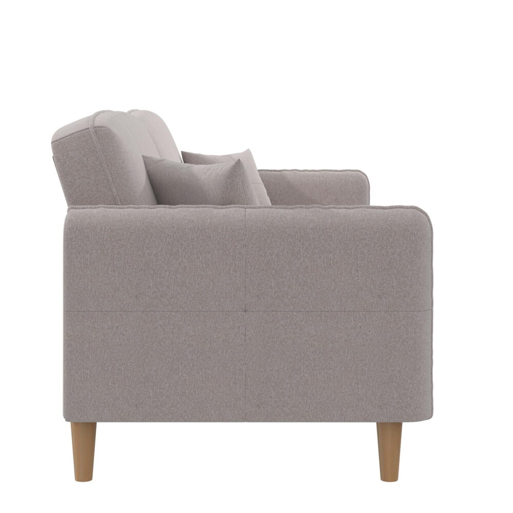 Mainstays Claremonte 78" Tufted 3 Seater Sofa Couch with Throw Cushions, Light Gray Linen - Image 4
