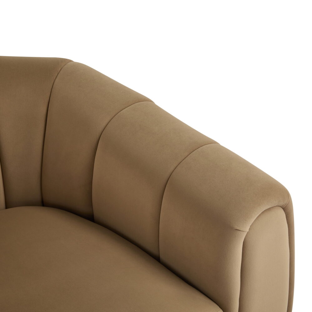 Rune Modern 360-Degree Swivel Barrel Club Chair, Velvet Upholstered Accent Chair, Camel - Image 6