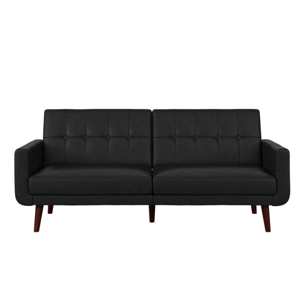 Better Homes & Gardens Nola Modern Futon, Black Faux Leather - Image 5