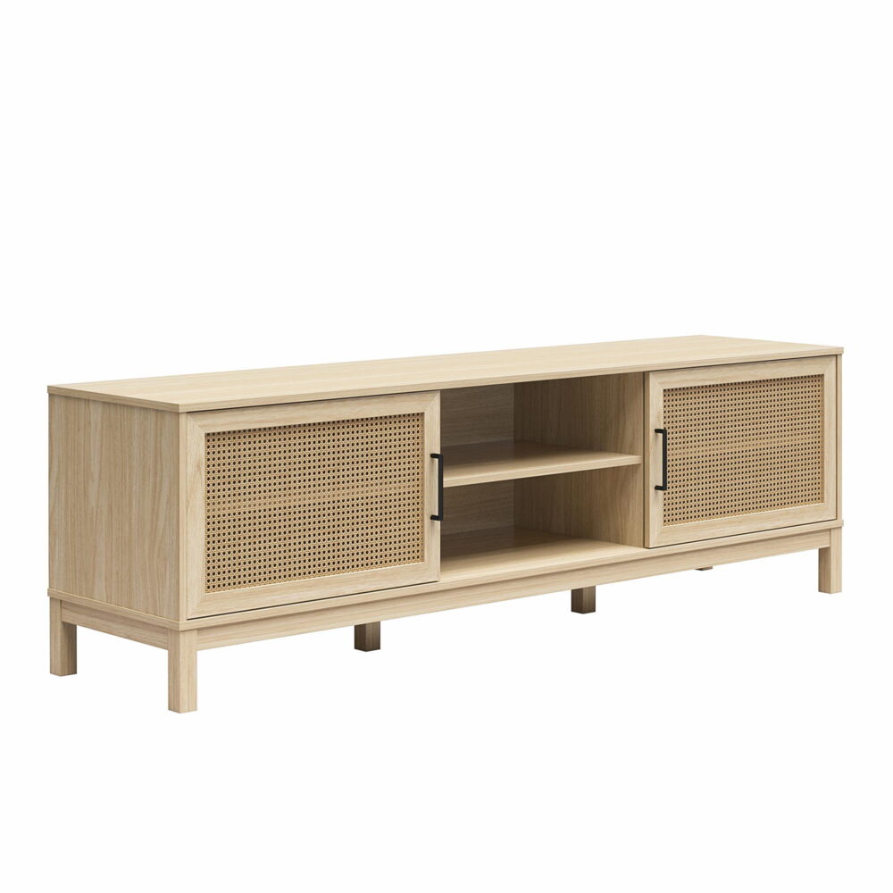 Mainstays Cane TV Stand for TVs up to 85", Spring Pine - Image 7