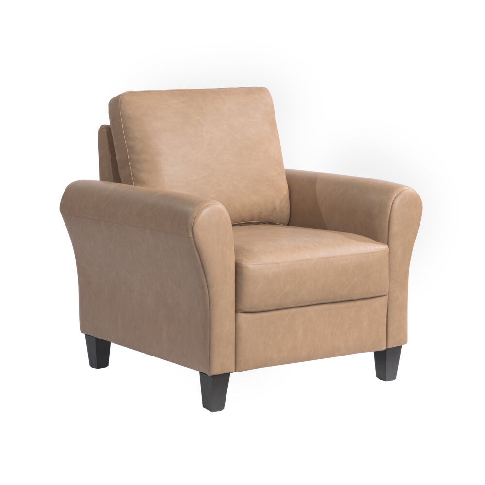 Lifestyle Solutions Alexa Club Chair, Brown Faux Leather - Image 3