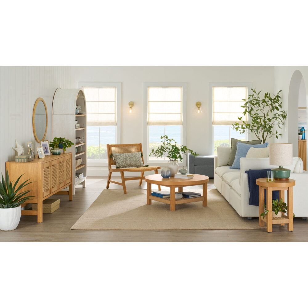 Better Homes & Gardens Vista Woven Coastal TV Stand for TVs up to 65", Light Honey - Image 5