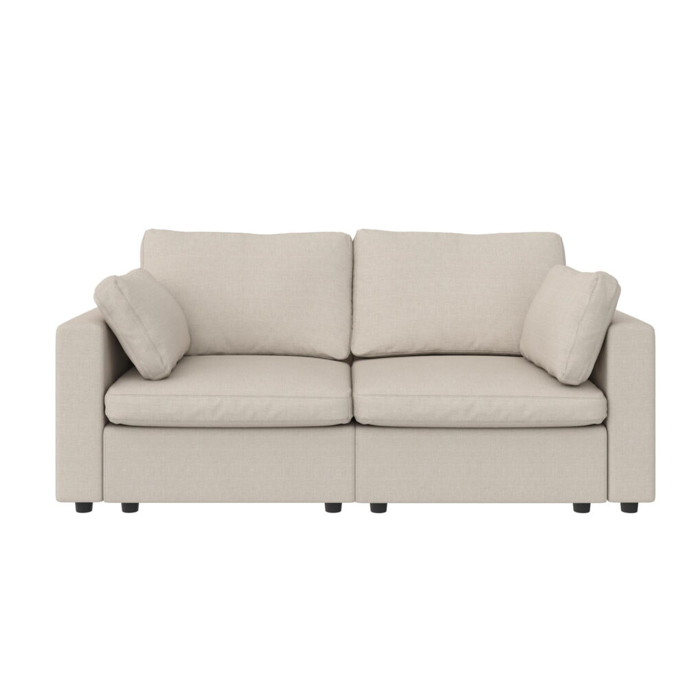 Mainstays Chatham Cloud 74" 3 Seater Upholstered Sofa Couch Modular Design, Cream - Image 3