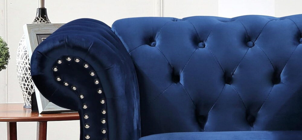 US Pride Furniture Chester 40.55 in. Wide Rolled Arm Velvet Modern Straight living Room Chair, Dark Blue - Image 5