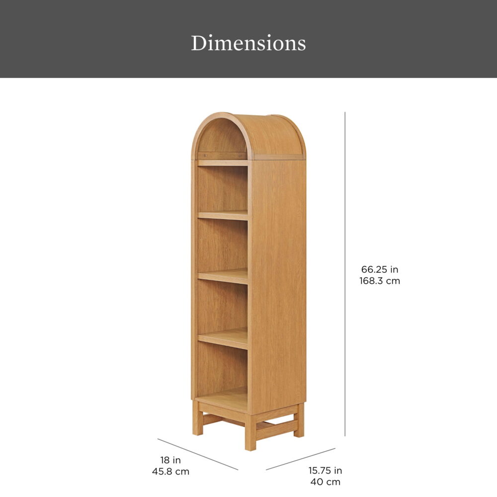Better Homes & Gardens Juliet Narrow Arch Bookcase, Light Honey Finish - Image 3