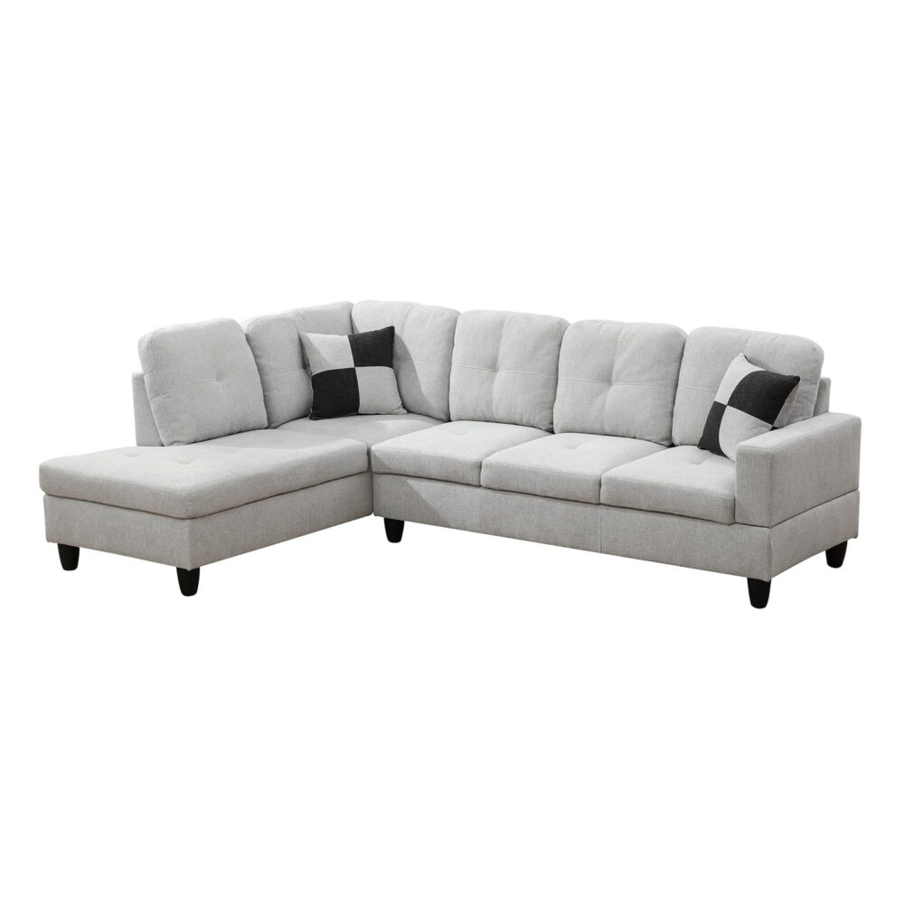 Hommoo 4 Seat Living Room Furniture Sets, Flannel Sectional Sofa, Modern L-Shaped Couches and Sofas Set for Home, Off-white(No Ottomans) - Image 2