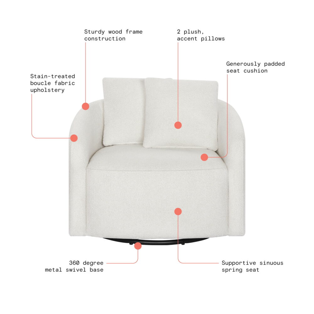 Beautiful Drew Kids Accent Chair by Drew Barrymore, Cream Bouclé Fabric - Image 3