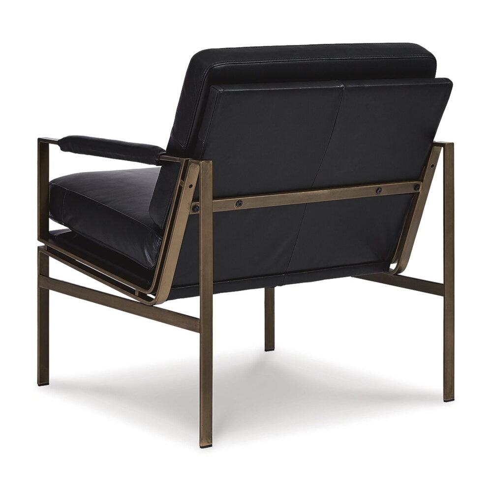 Signature Design by Ashley Puckman Mid-Century Modern Black Leather Accent Chair - Image 2