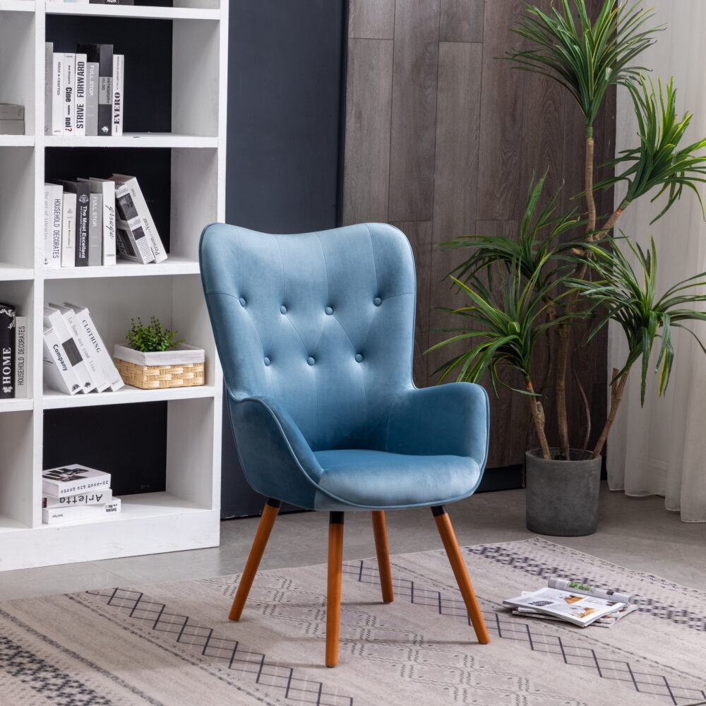 Roundhill Furniture Doarnin Wingback Chair, Blue - Image 2