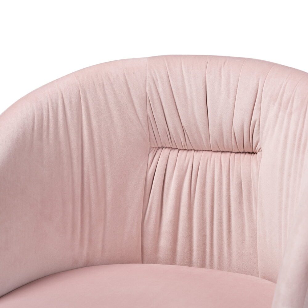Baxton Studio Ravenna Contemporary Glam and Luxe Blush Pink Velvet Fabric and Gold Metal Swivel Office Chair - Image 7